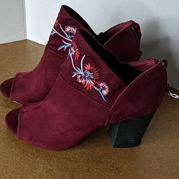Carlos by Carlos Santana Jazlyn Boho Embroidered Suede Peep Toe Ankle Boots New - Picture 7 of 13